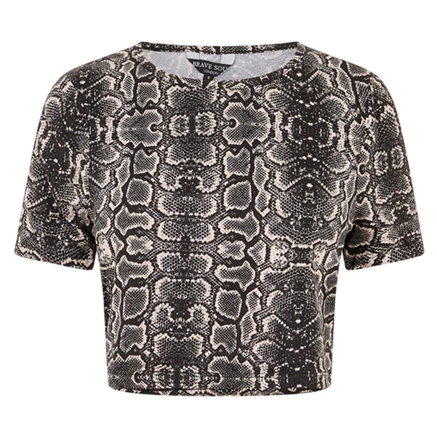 Brave Soul Womens/Ladies Snake Print Crop T-Shirt
