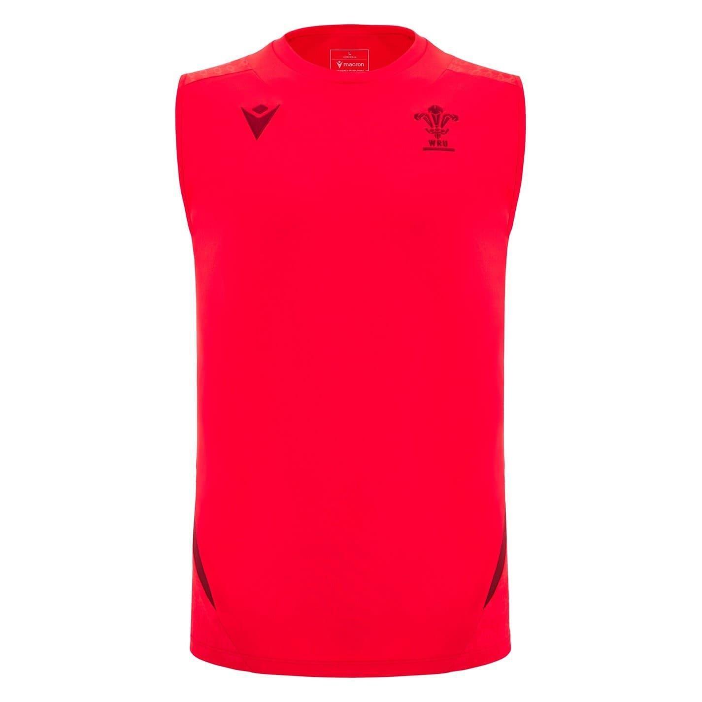 Macron Mens 2025 Wales RU Sleeveless Rugby Shirt