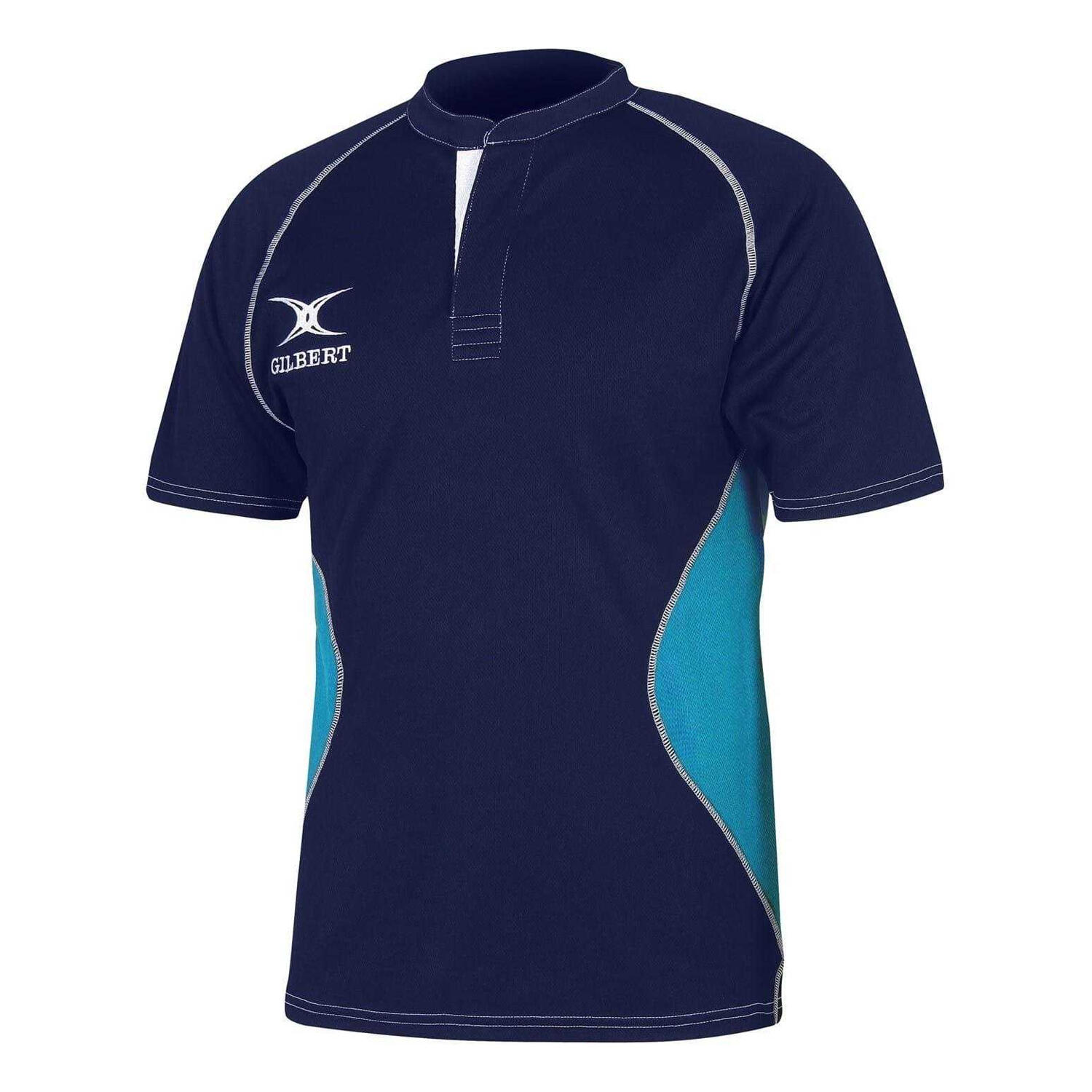 Gilbert Mens Contrast Panel Regular Raglan Rugby Shirt