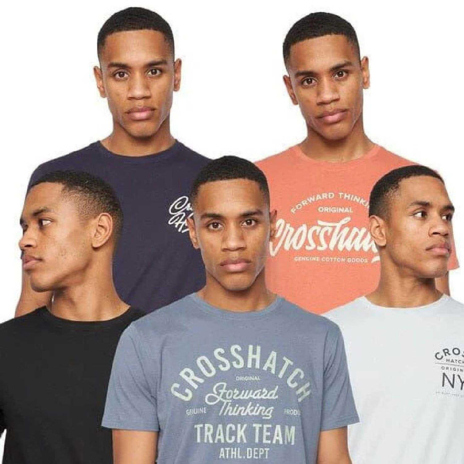 Crosshatch Mens Brandax Printed T-Shirt (Pack of 5)