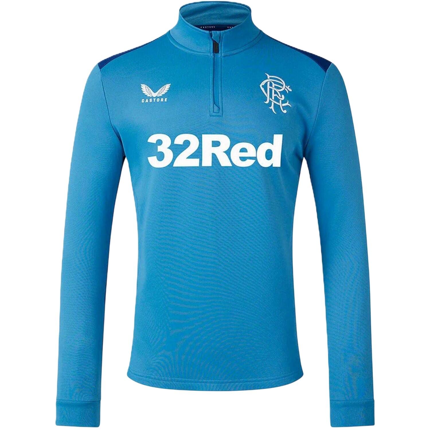 Castore Mens Rangers FC Quarter Zip Training Fleece Top