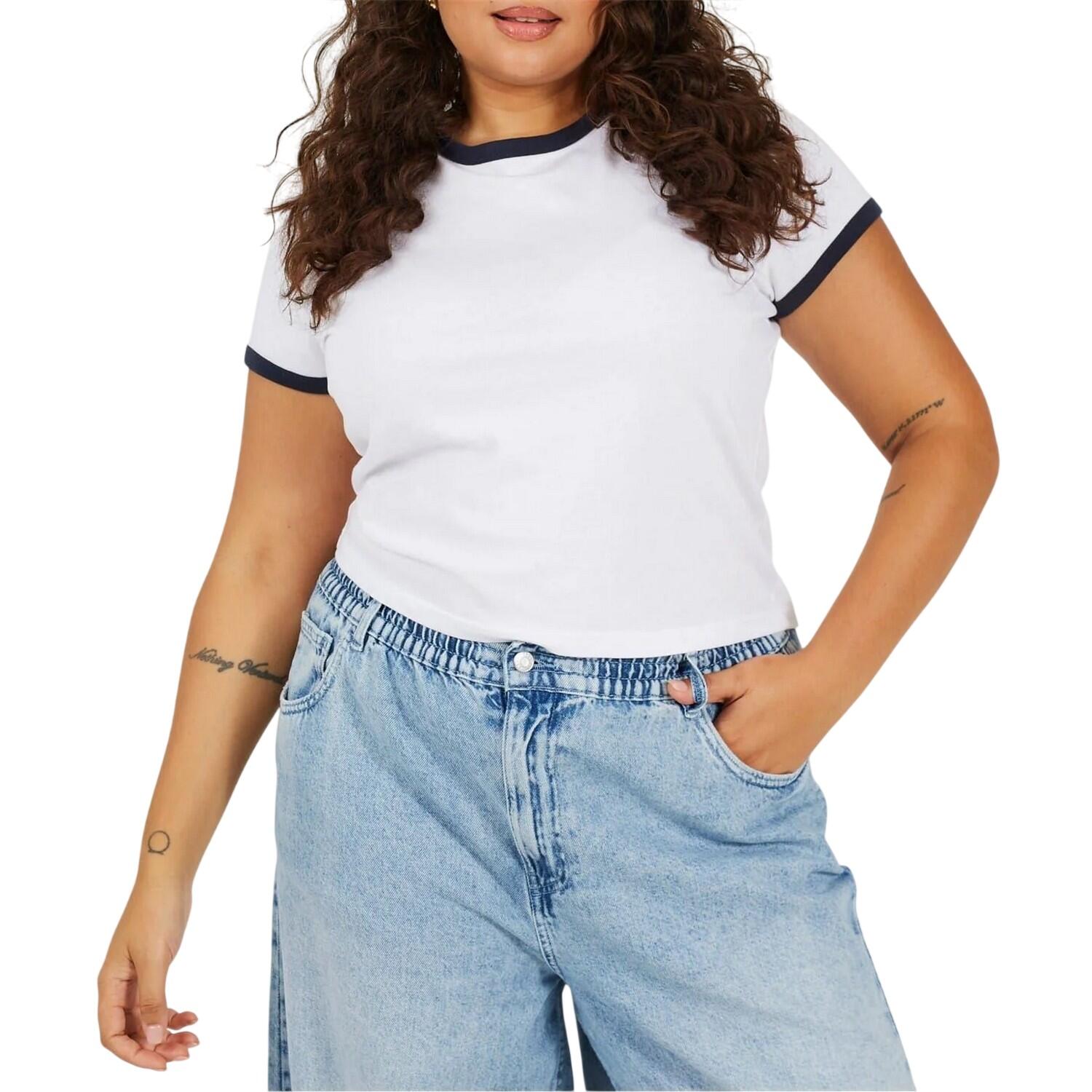 Brave Soul Womens/Ladies Ringer Crew Neck Plus T-Shirt