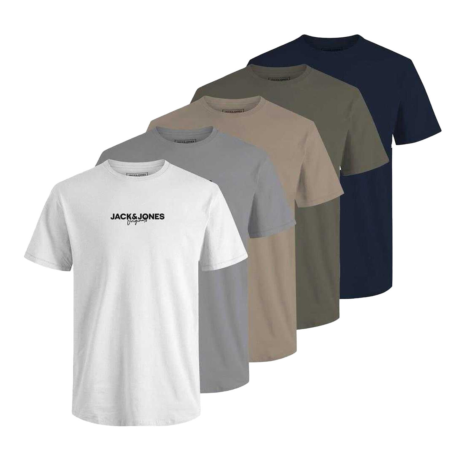 Jack And Jones Mens Corp Cotton T-Shirt (Pack of 5)