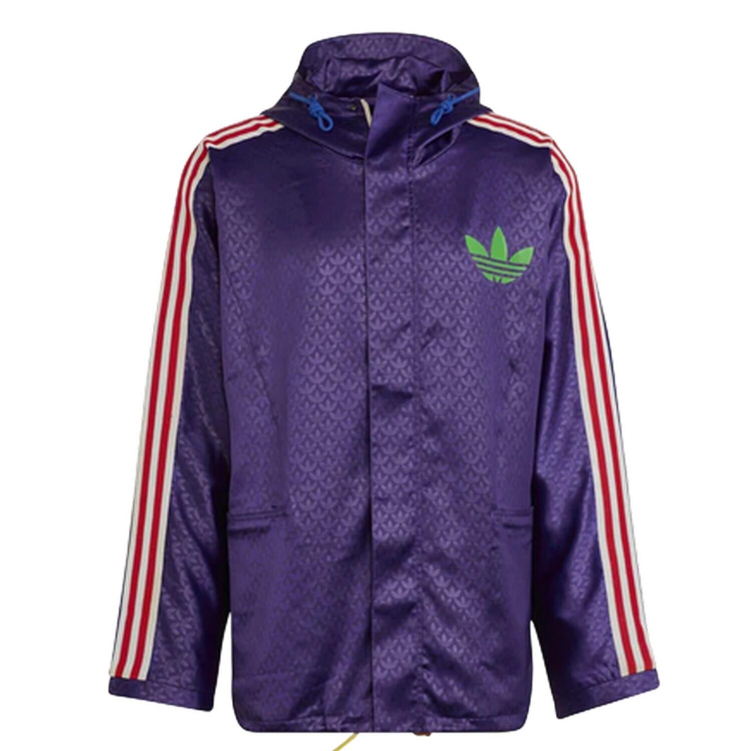 Adidas Mens Originals All Over Logo Hooded Waterproof Jacket