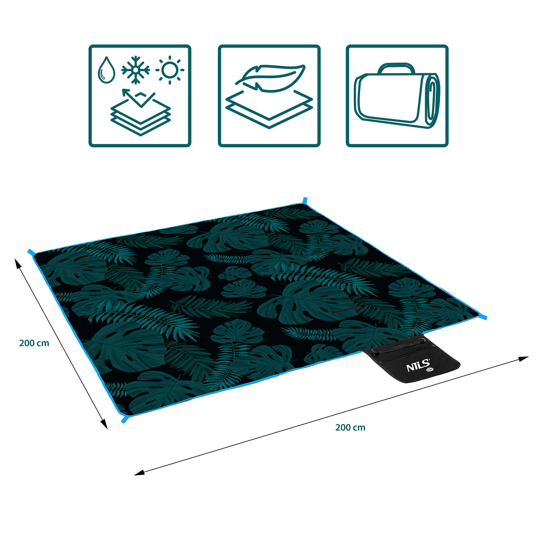 Picknickdecke NILS Camp NC2222 Leaves 200 x 200 cm PE ALU 3/7