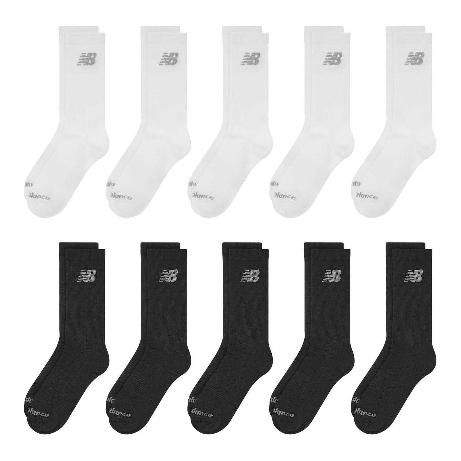 New Balance Unisex Adult Logo Cushioned Crew Socks (Pack of 10)