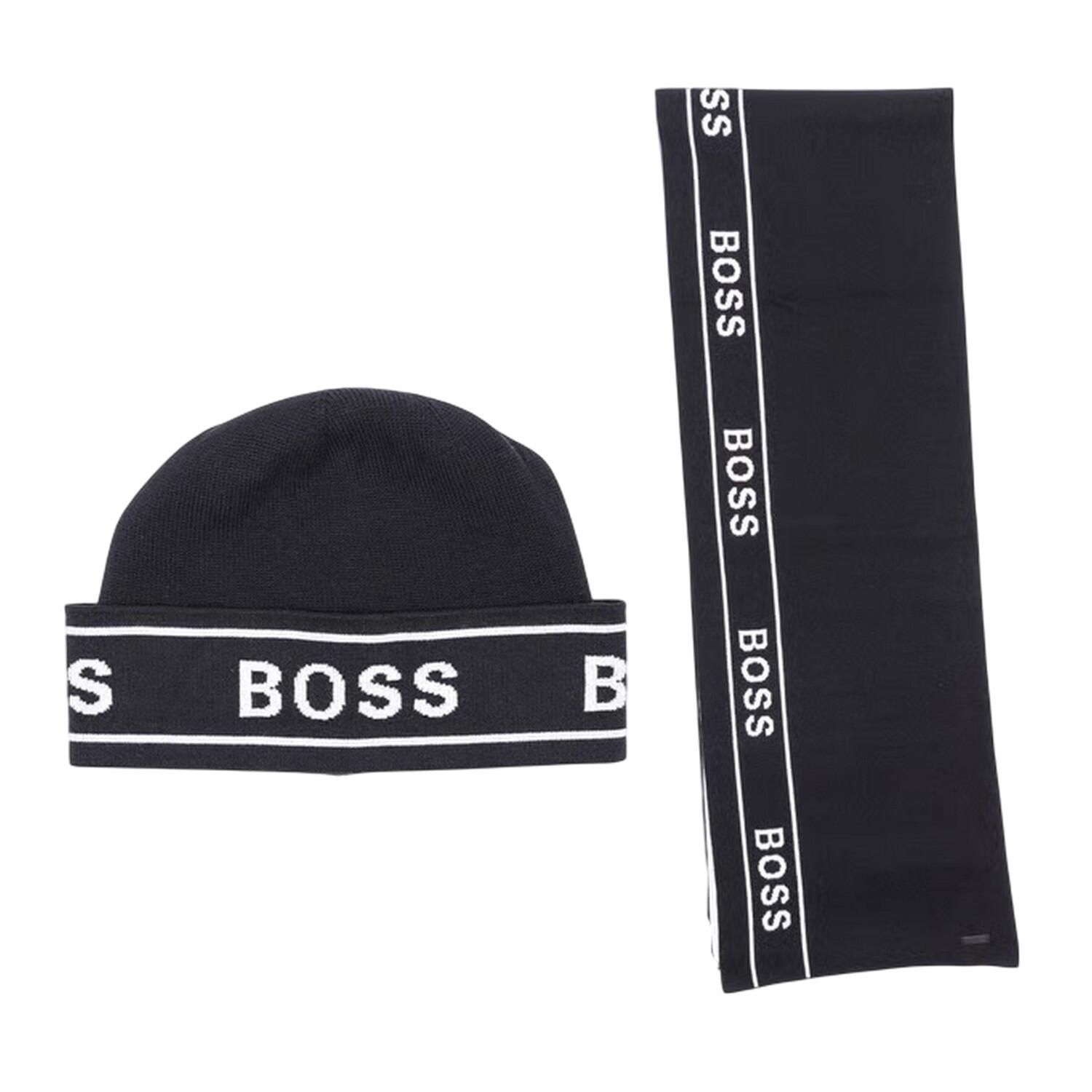 Boss Mens Repeat Logo Hat And Scarf Set