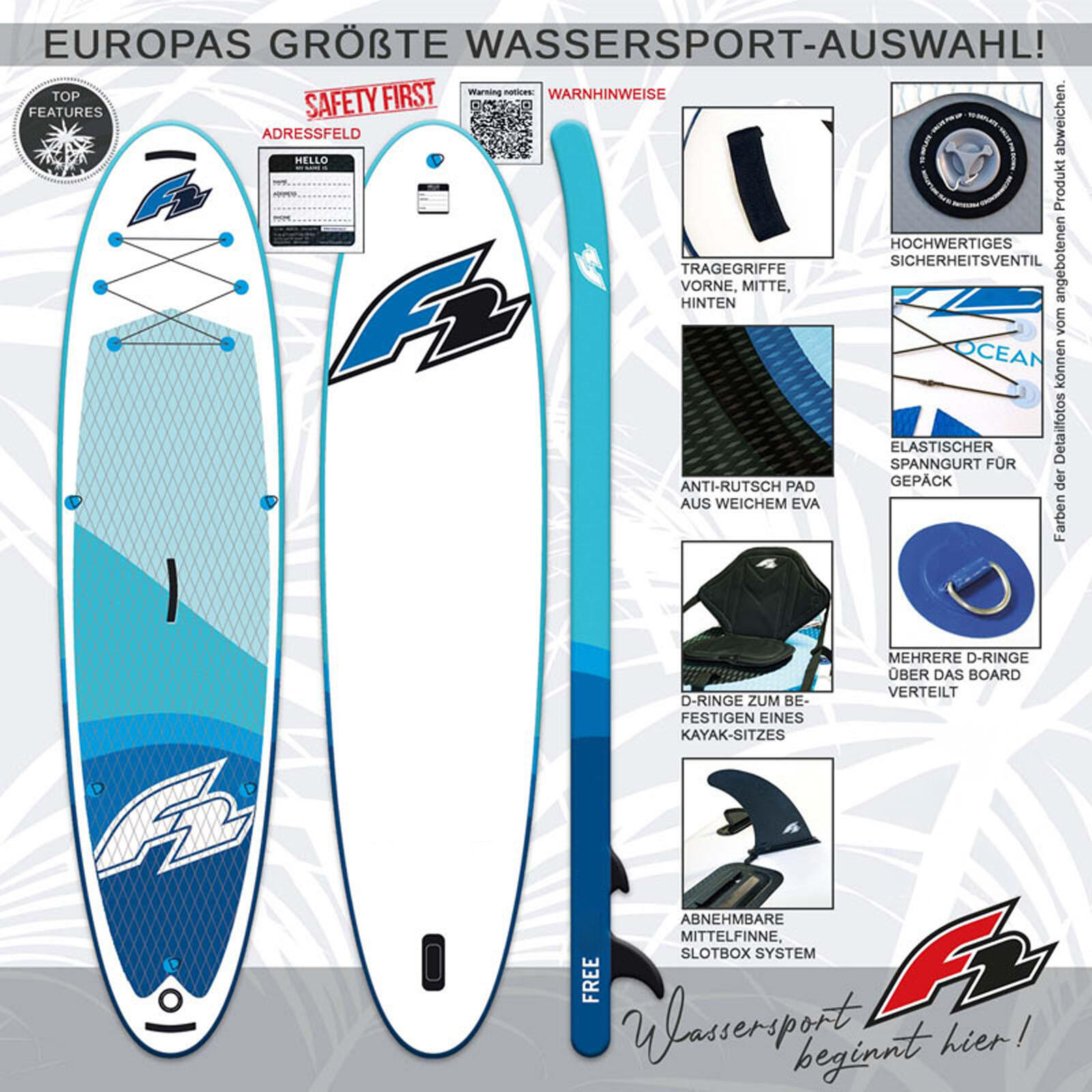 F2  Stand up Paddle Board FREE - Round Sail - SET SUP 11,6  Blau 2/6