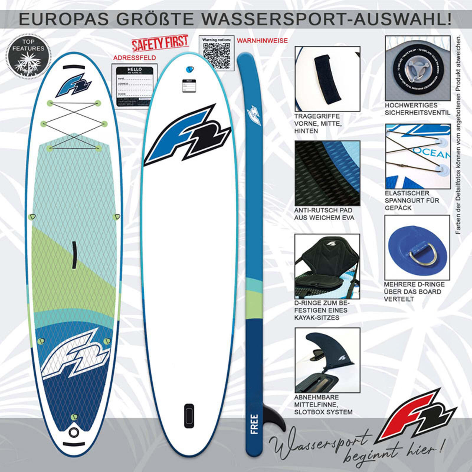 F2  Stand up Paddle Board FREE - Round Sail - SET SUP 10,6  Aqua 2/6