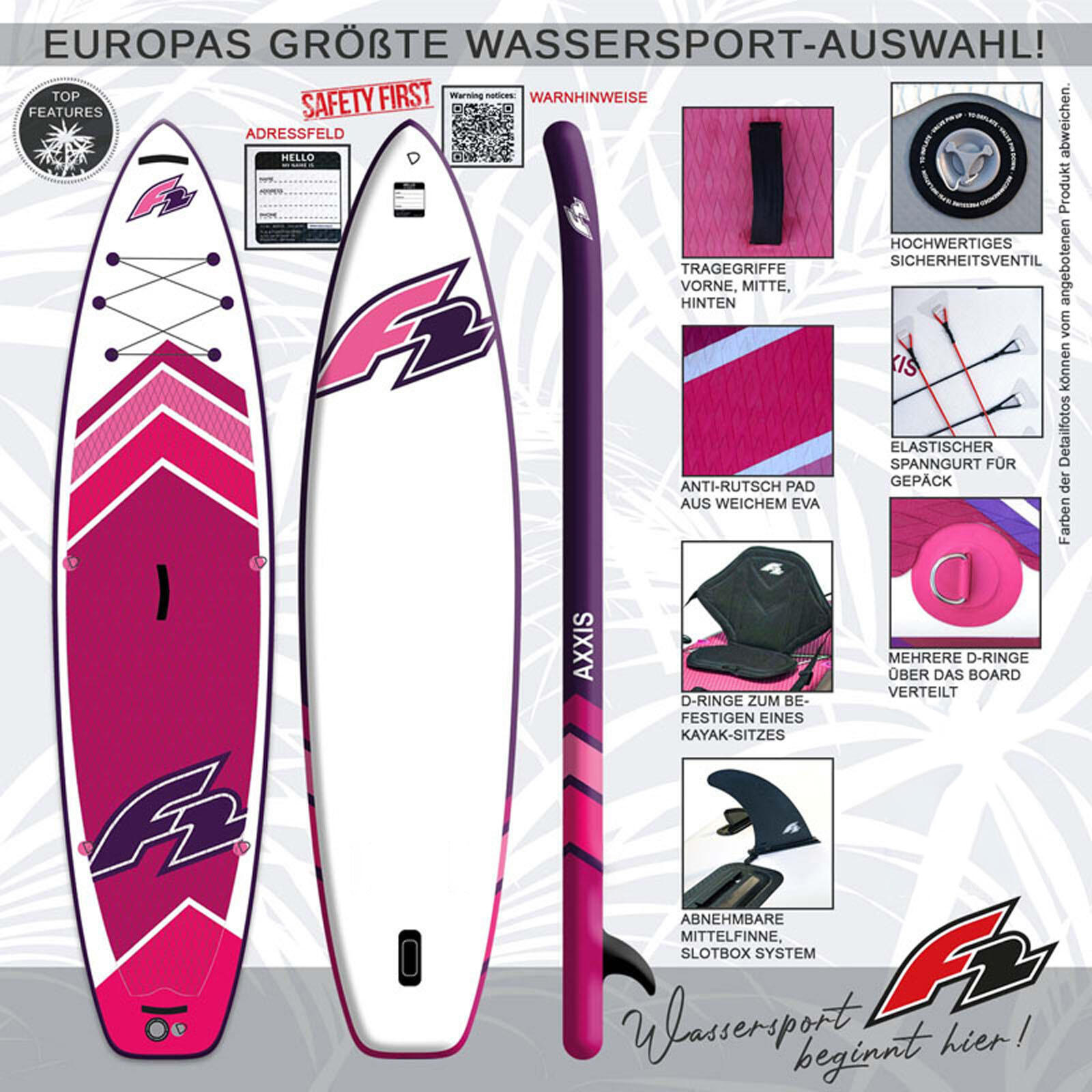 F2  Stand up Paddle Board AXXIS - Women SUP 10,2  Pink 2/5