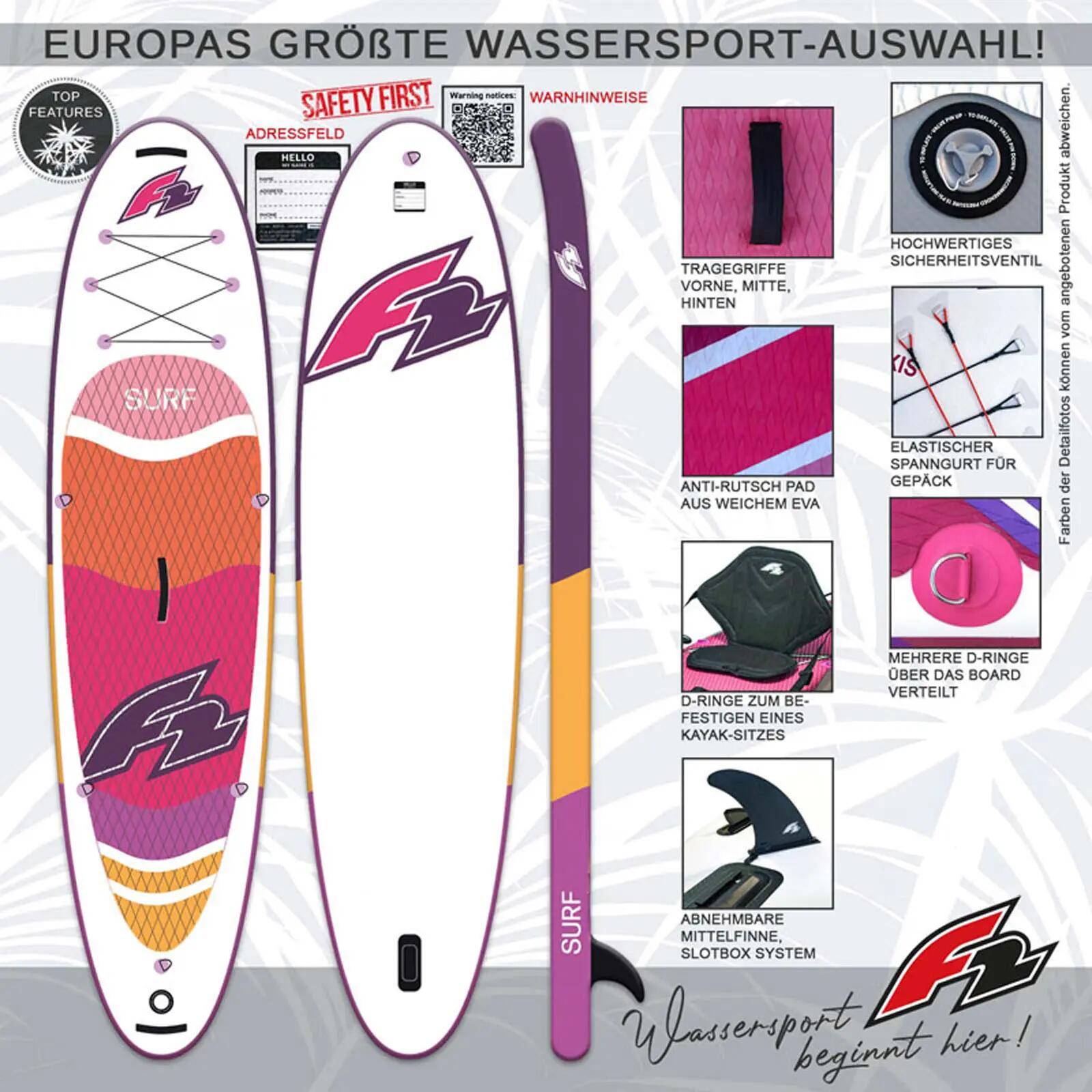 F2  Stand Up Paddle Board Surf SUP Damen 10'2" Lila 2/6