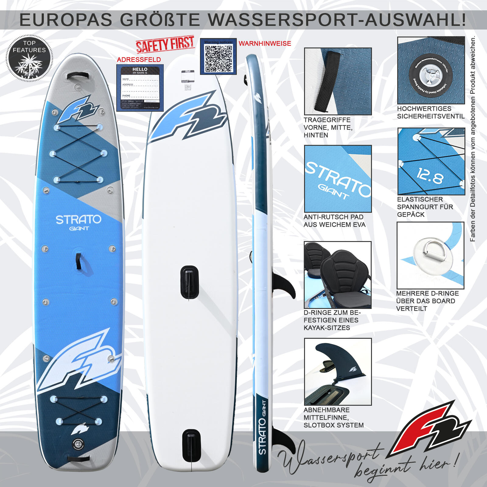 Zestaw deska SUP pompowana F2 Strato Giant 12'8" Minicombo 2/5
