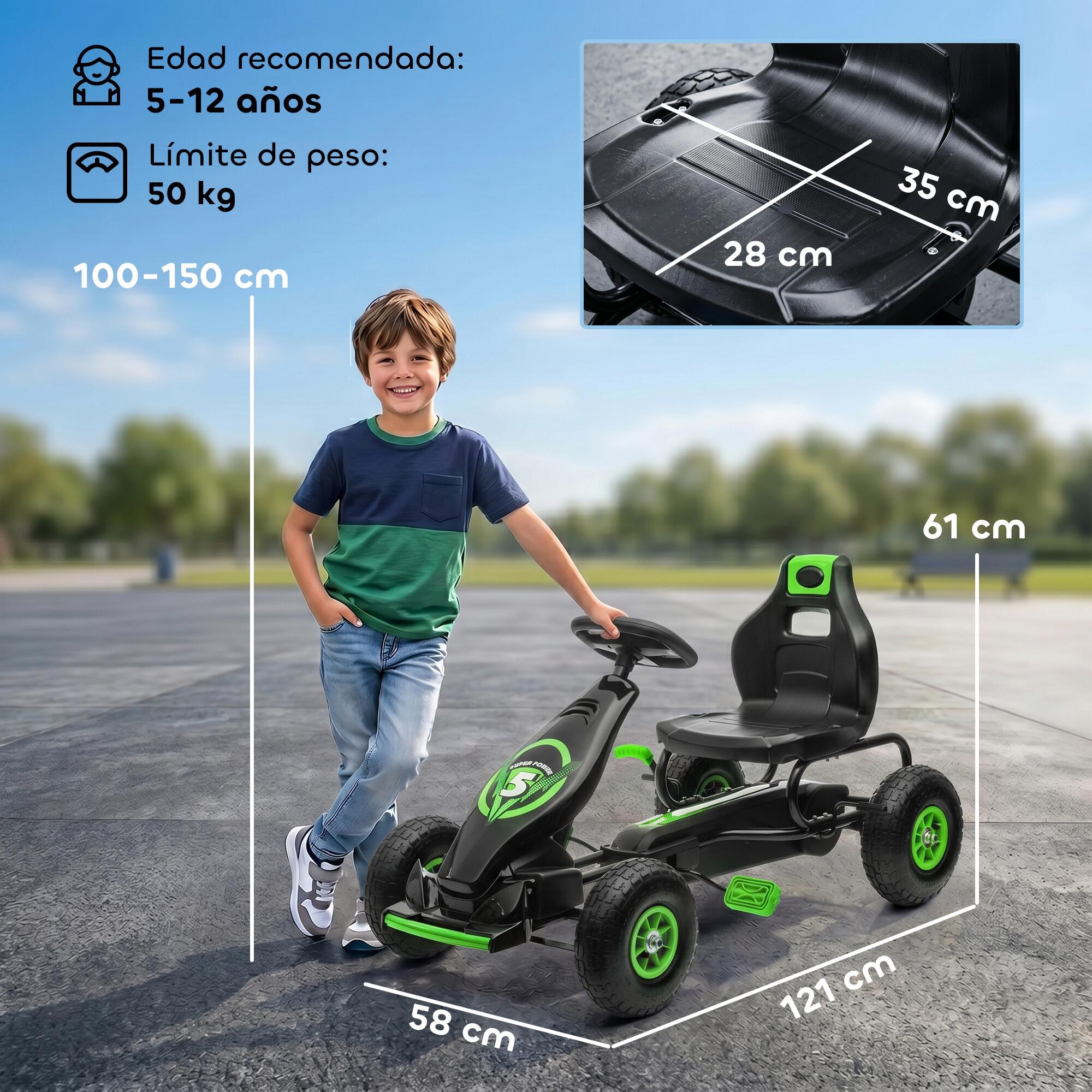Kart a pedal 121x58x61cm verde HOMCOM 3/7