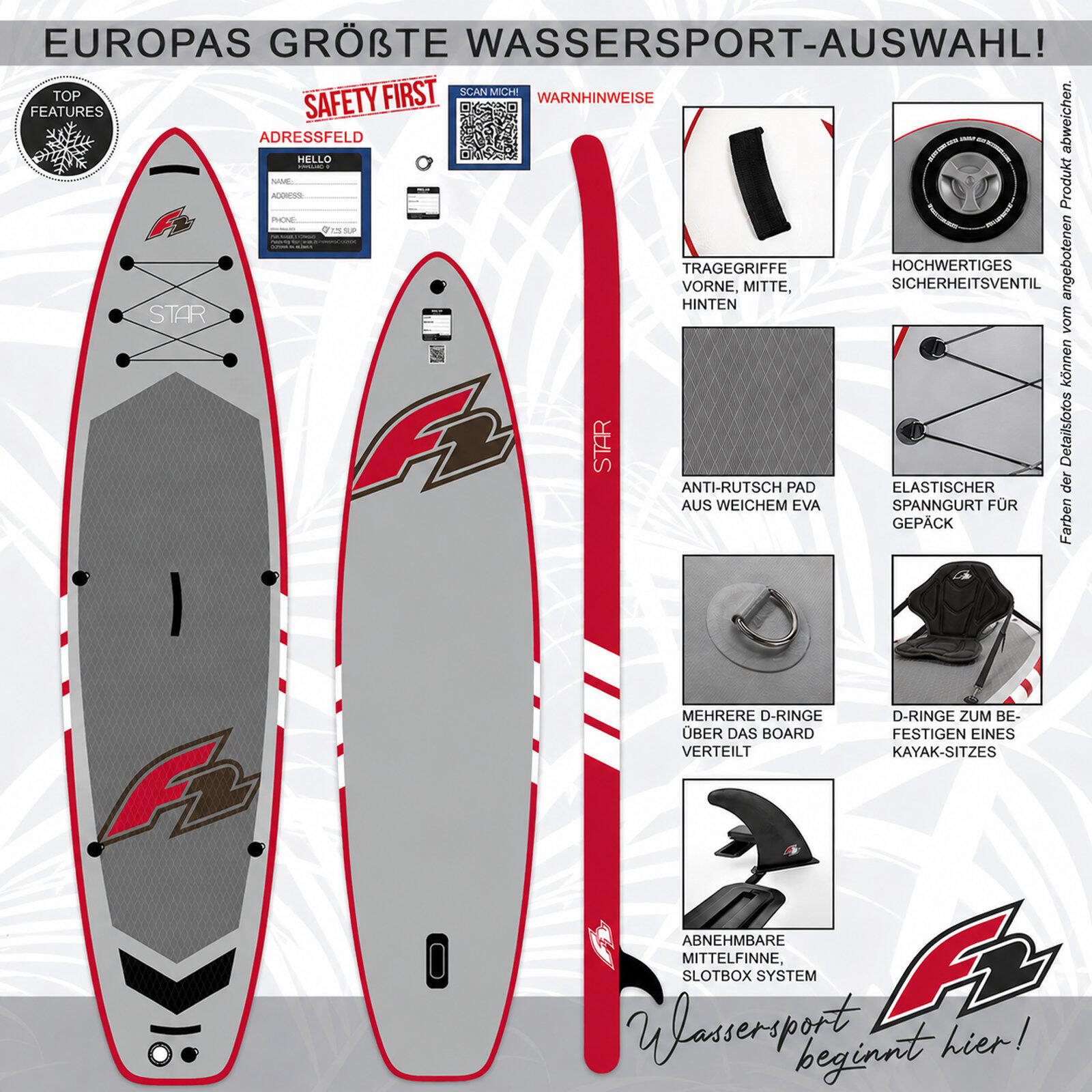 F2 SUP Stand Up Paddle Board Star Grau 350cm Board Only 11,5 2/4