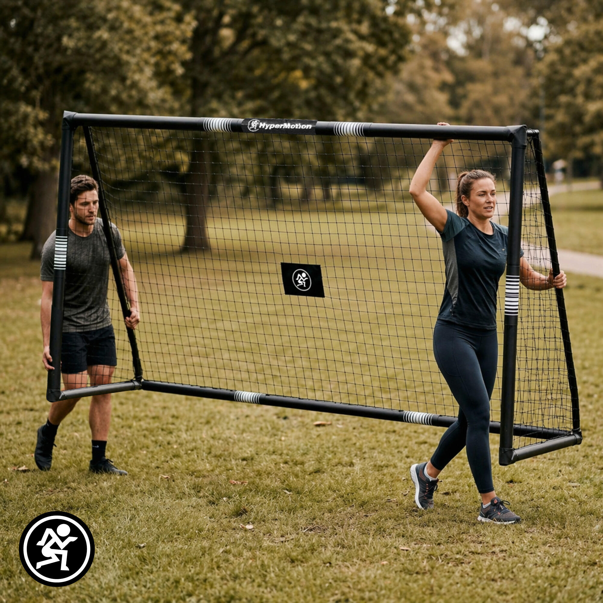 Fußballtor HyperMotion 240x160x85 cm aus schwarzem Stahl – EN71 7/7