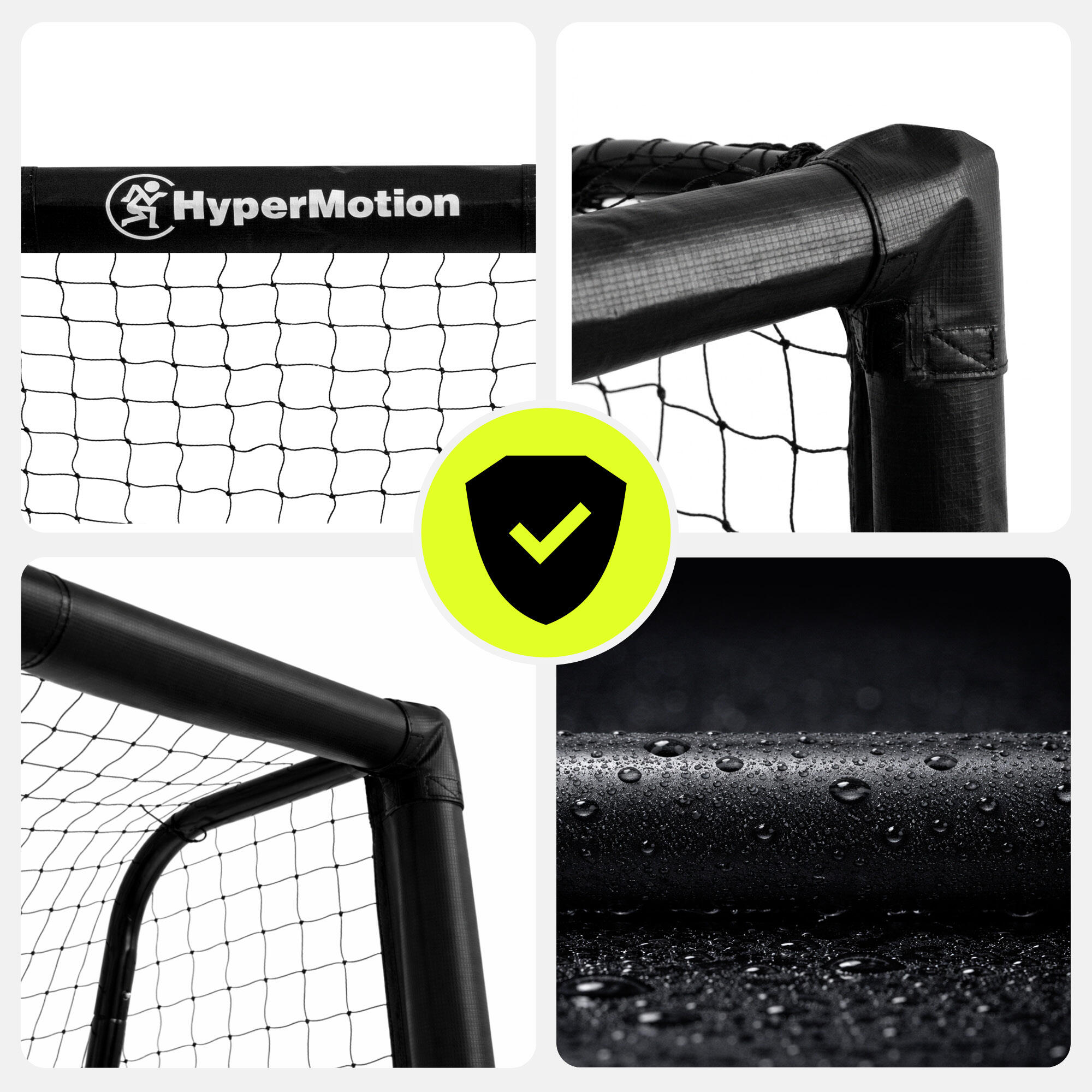 Fußballtor HyperMotion 240x160x85 cm aus schwarzem Stahl – EN71 4/7