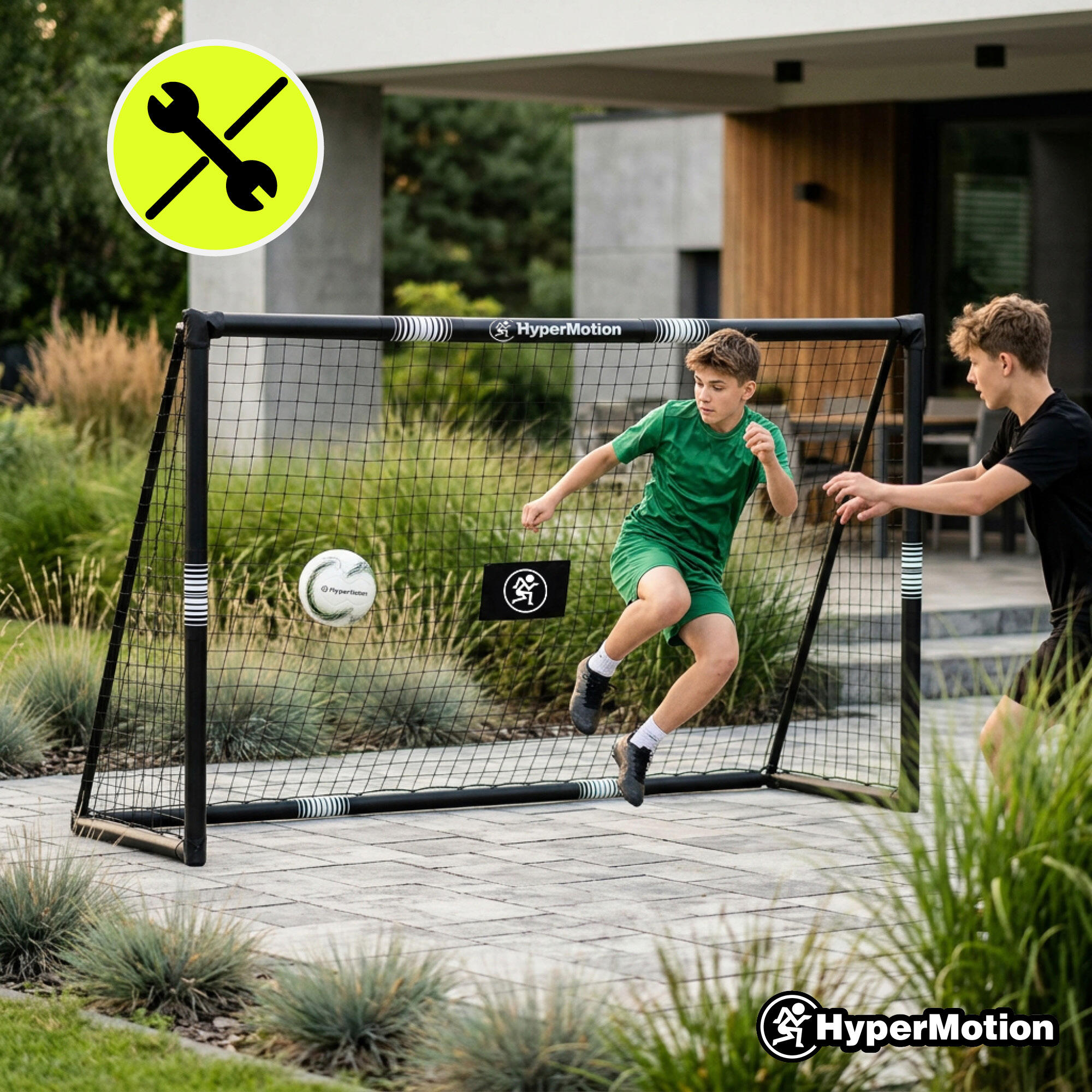 Fußballtor HyperMotion 240x160x85 cm aus schwarzem Stahl – EN71 6/7
