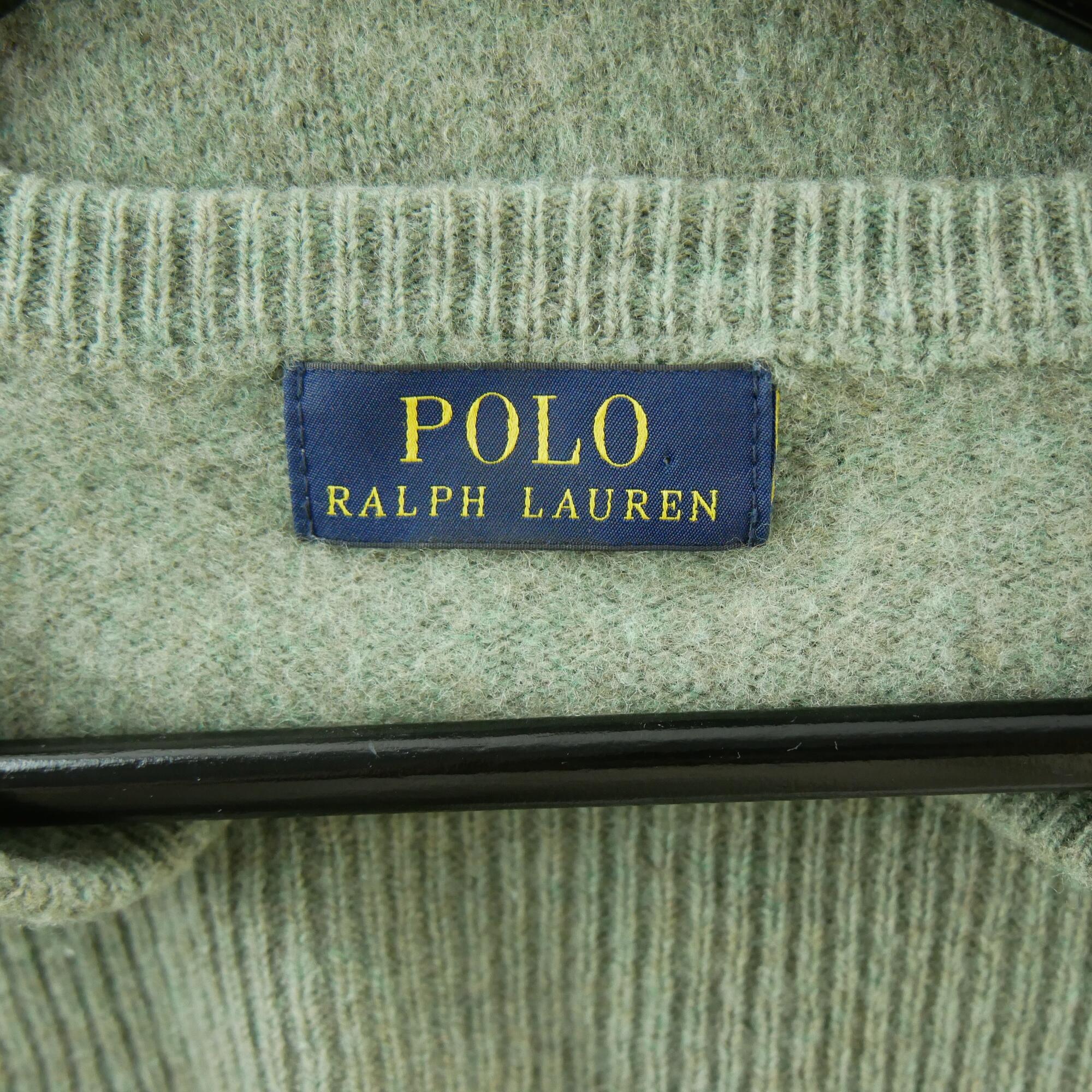 Seconde vie - Pull Homme  Col V Kaki - Excellent 5/6