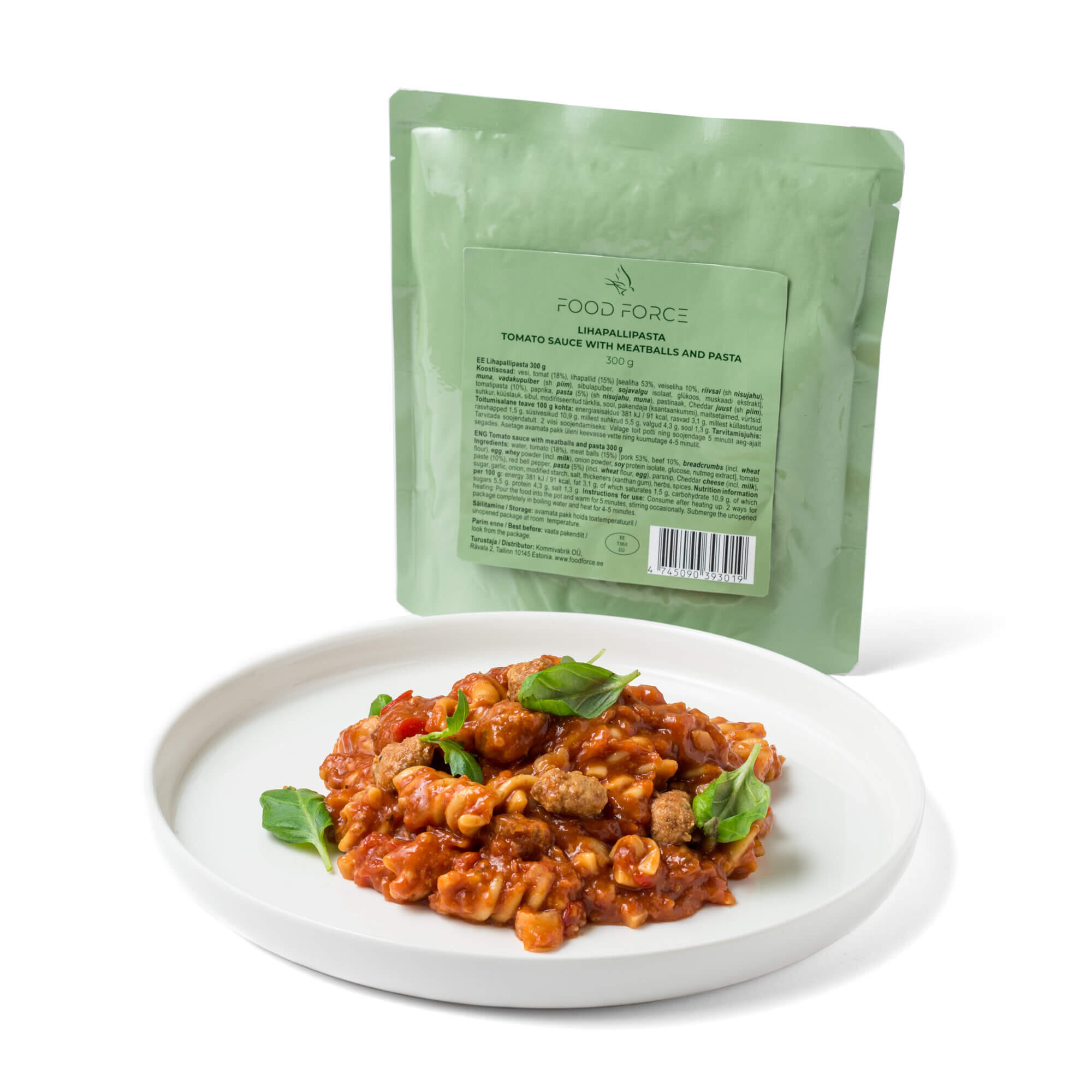 FOOD FORCE Rajčatová omáčka s masovými kuličkami a těstovinami 300 g