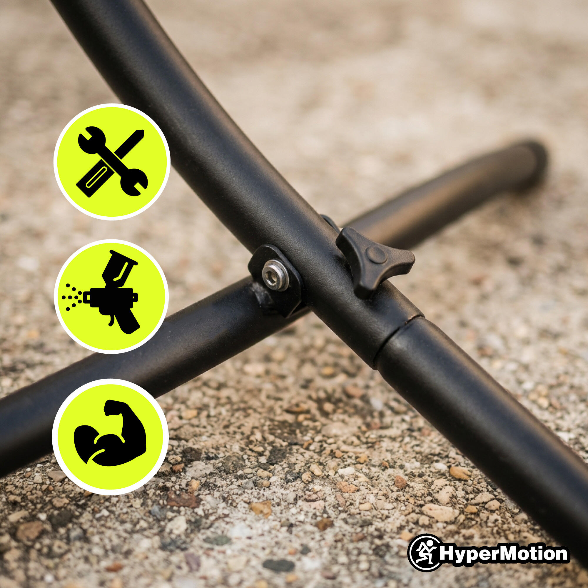 Support hamac HyperMotion 200 × 150 cm en acier noir, charge 100 kg. 6/7
