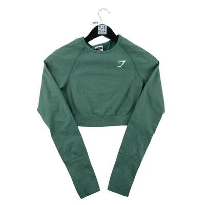 Tweedehands - gymshark dames crop top fitness shirt groen - als nieuw