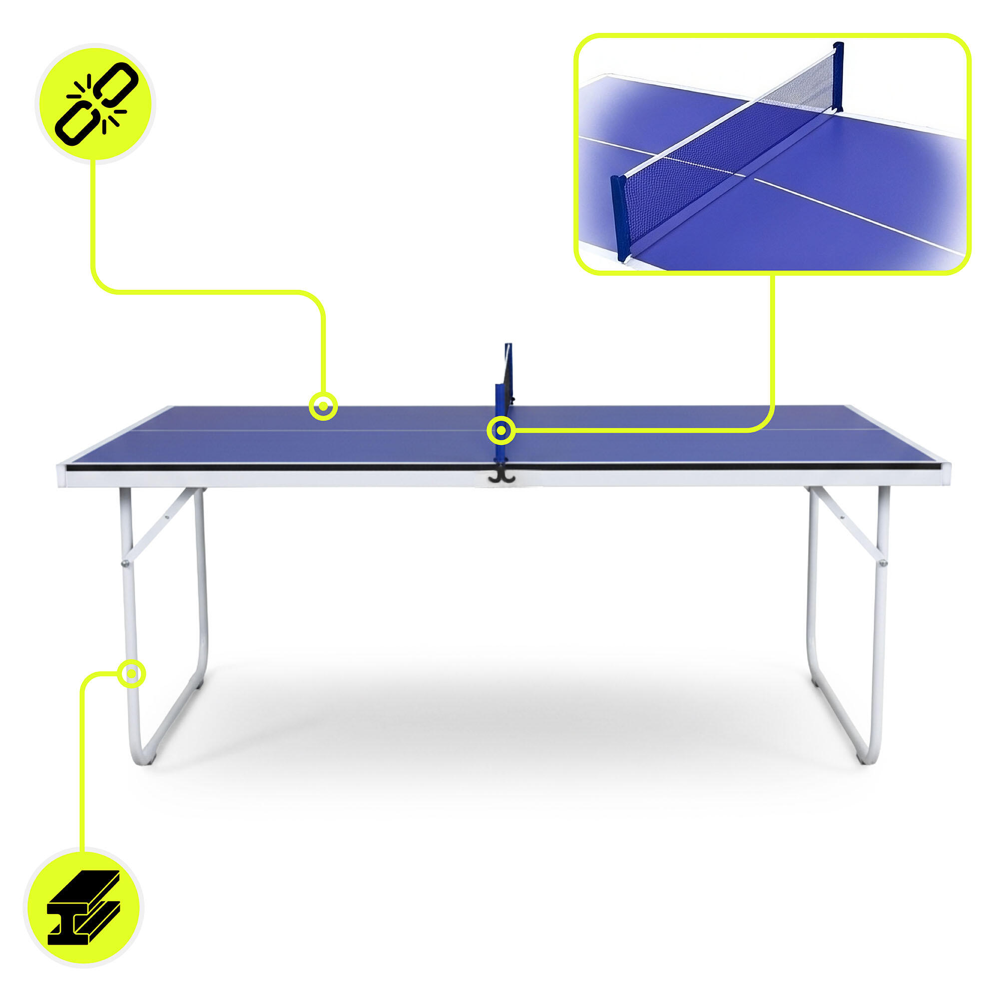 Mesa de Ping-Pong Plegable Interior HyperMotion Azul 136x75x65,5 cm 2/7