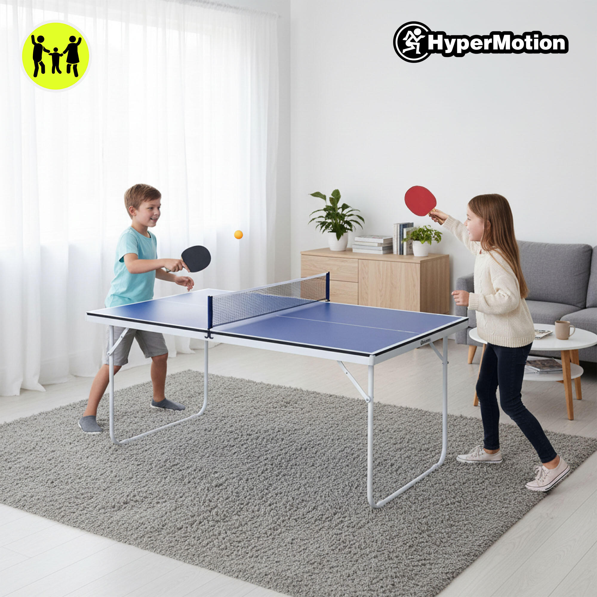 Mesa de Ping-Pong Plegable Interior HyperMotion Azul 136x75x65,5 cm 4/7