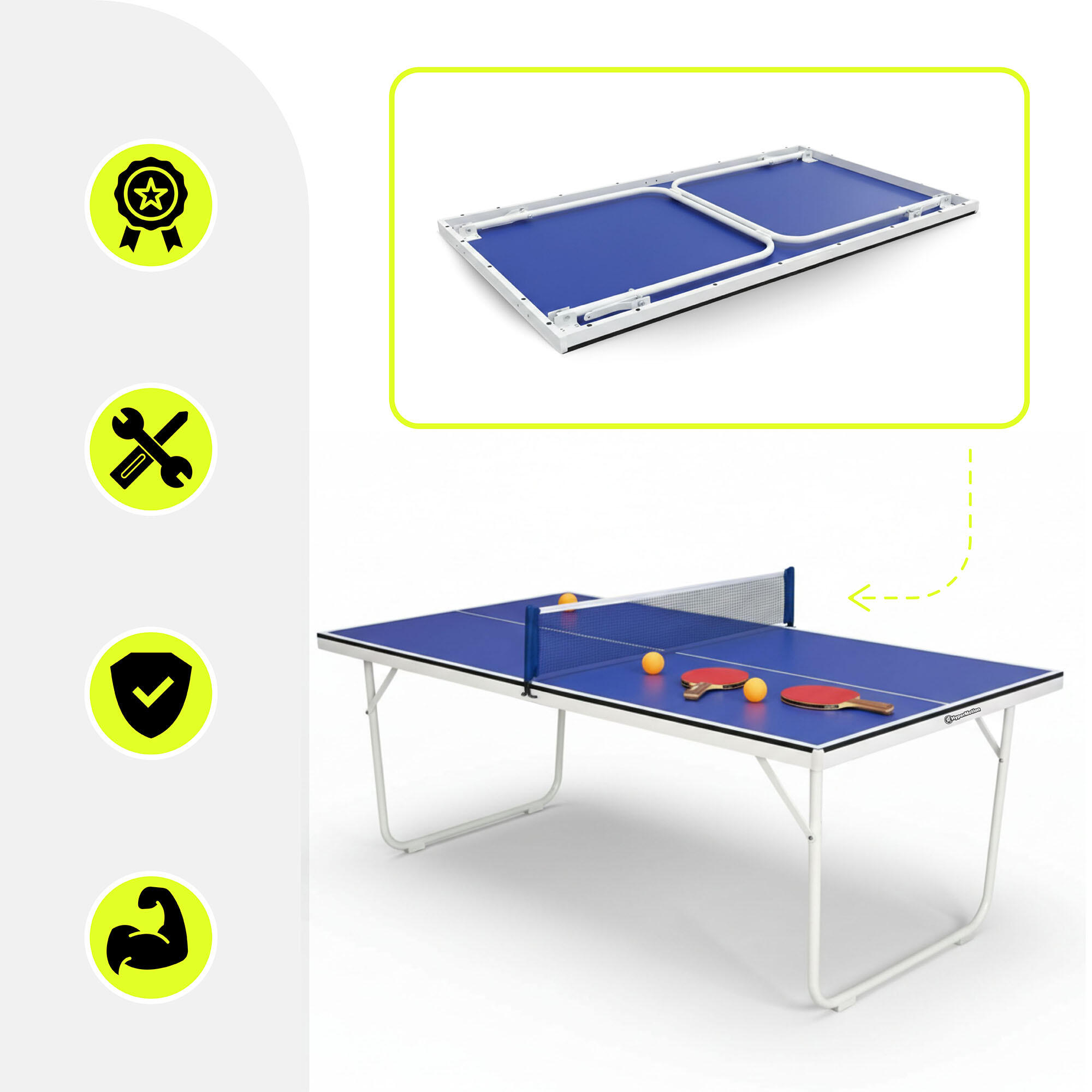 Mesa de Ping-Pong Plegable Interior HyperMotion Azul 136x75x65,5 cm 6/7