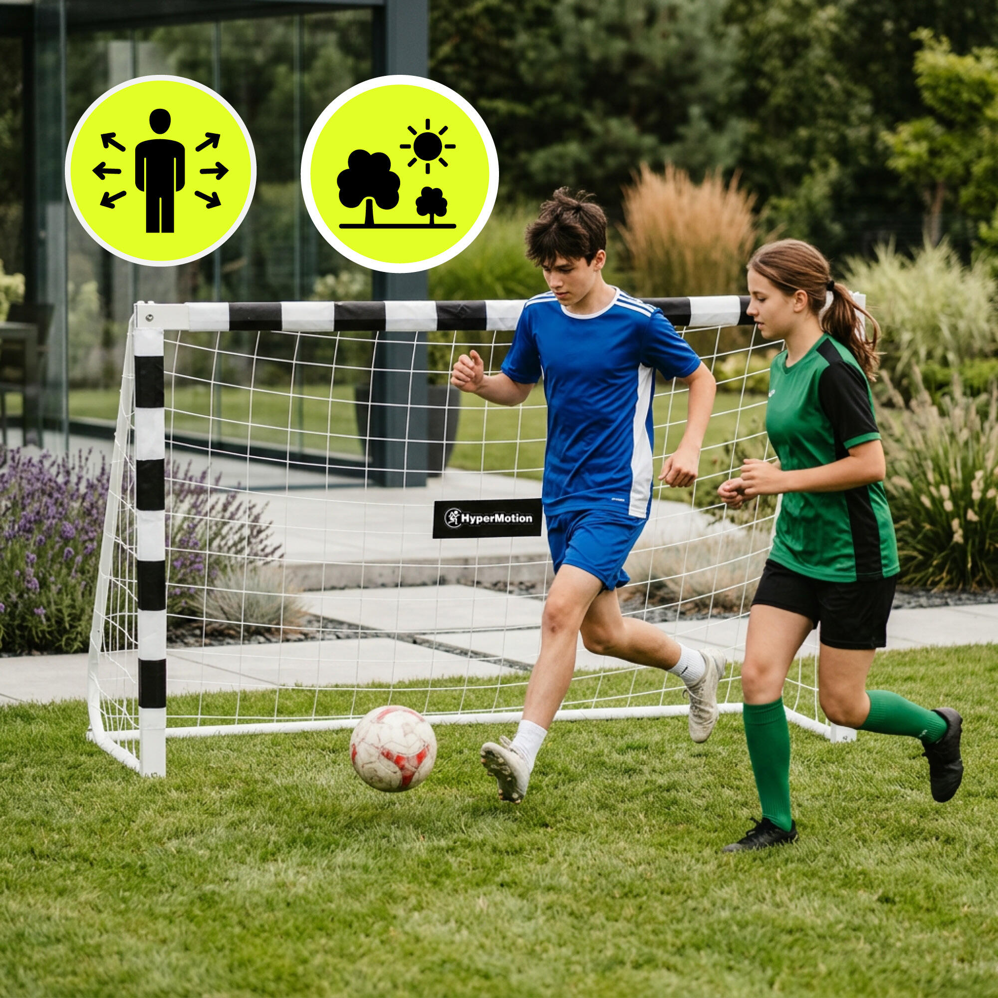 Fußballtor HyperMotion PRO 180 x 120 x 60 cm aus weißem Stahl 2/7
