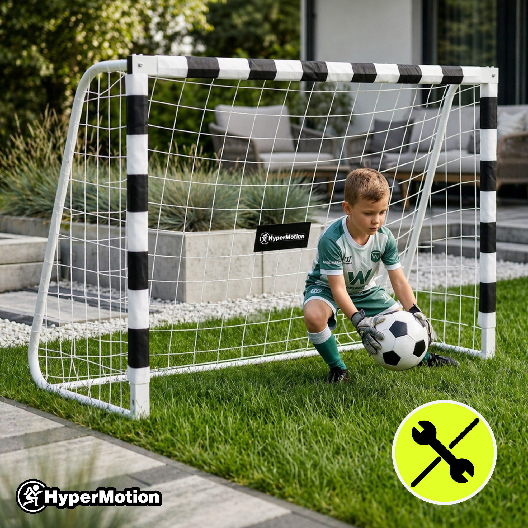Fußballtor HyperMotion PRO 180 x 120 x 60 cm aus weißem Stahl 7/7