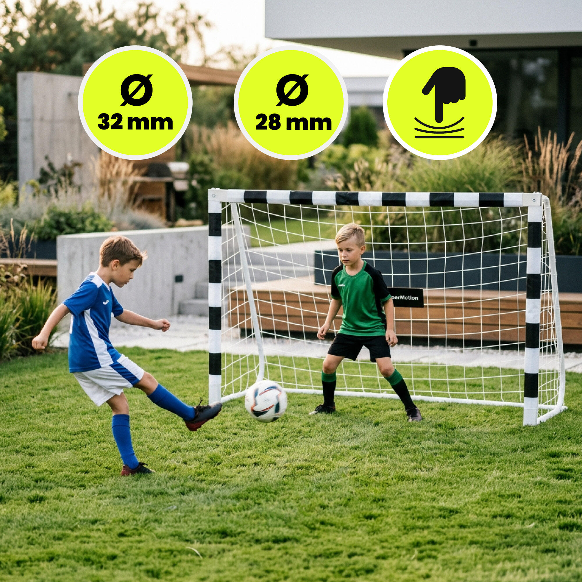 Fußballtor HyperMotion PRO 180 x 120 x 60 cm aus weißem Stahl 6/7