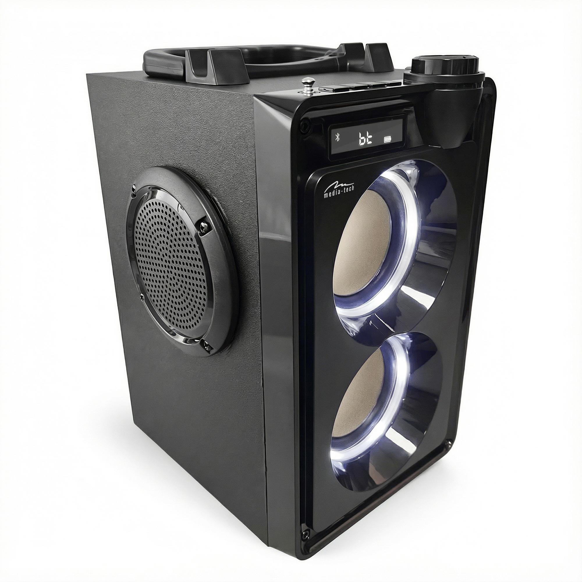 GŁOŚNIK przenośny bluetooth z radiem FM BOOMBOX czarny 30W RMS BAS 7/7