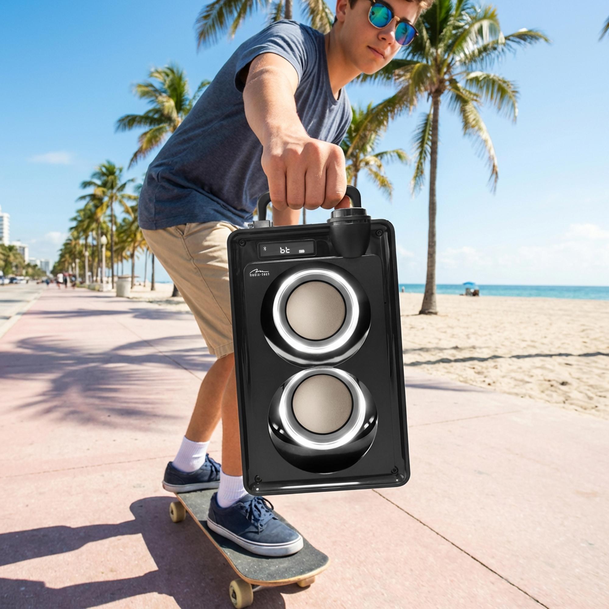 GŁOŚNIK przenośny bluetooth z radiem FM BOOMBOX czarny 30W RMS BAS 5/7