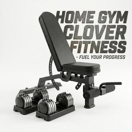 Pack Home Gym Clover Fitness : Banc Multiposition X2 + Haltères Réglables 25kg