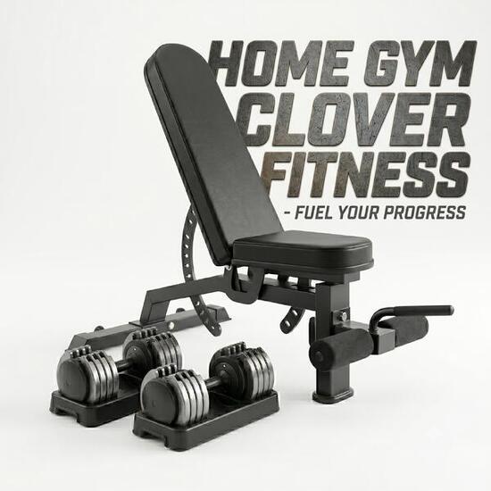 Pack Home Gym Clover Fitness : Banc Multiposition X2 + Haltères Réglables 25kg