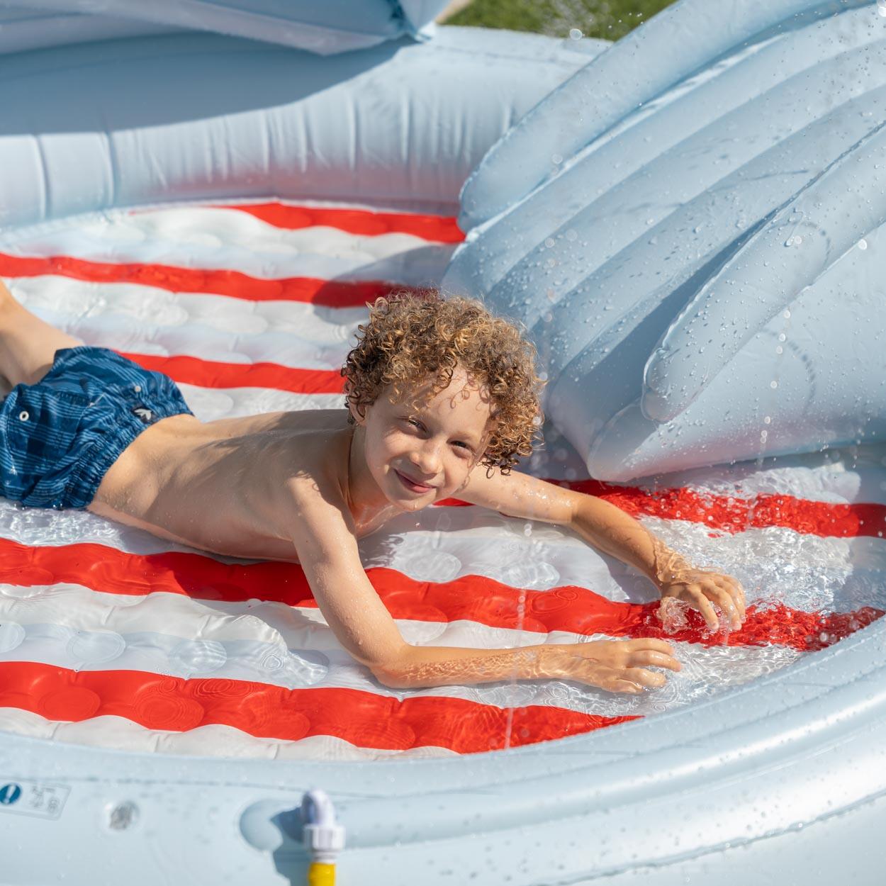 Flamingueo Centre De Jeux Aquatique Avec Toboggan PVC Bleue 3/7