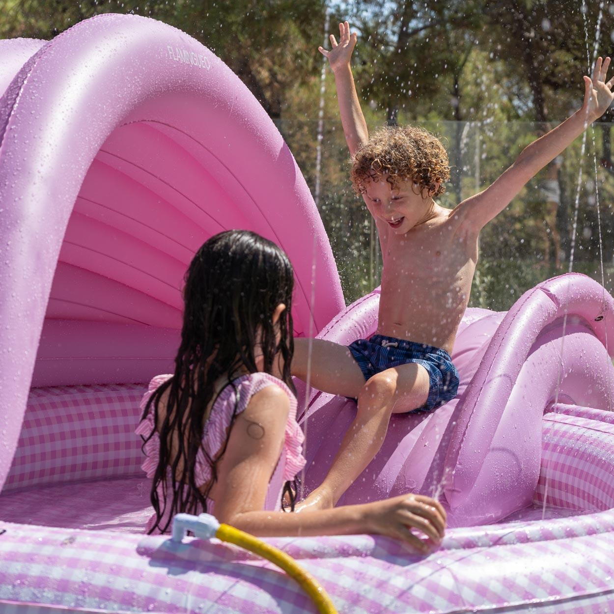 Flamingueo Centre De Jeux Aquatique Avec Toboggan PVC Rose 3/7