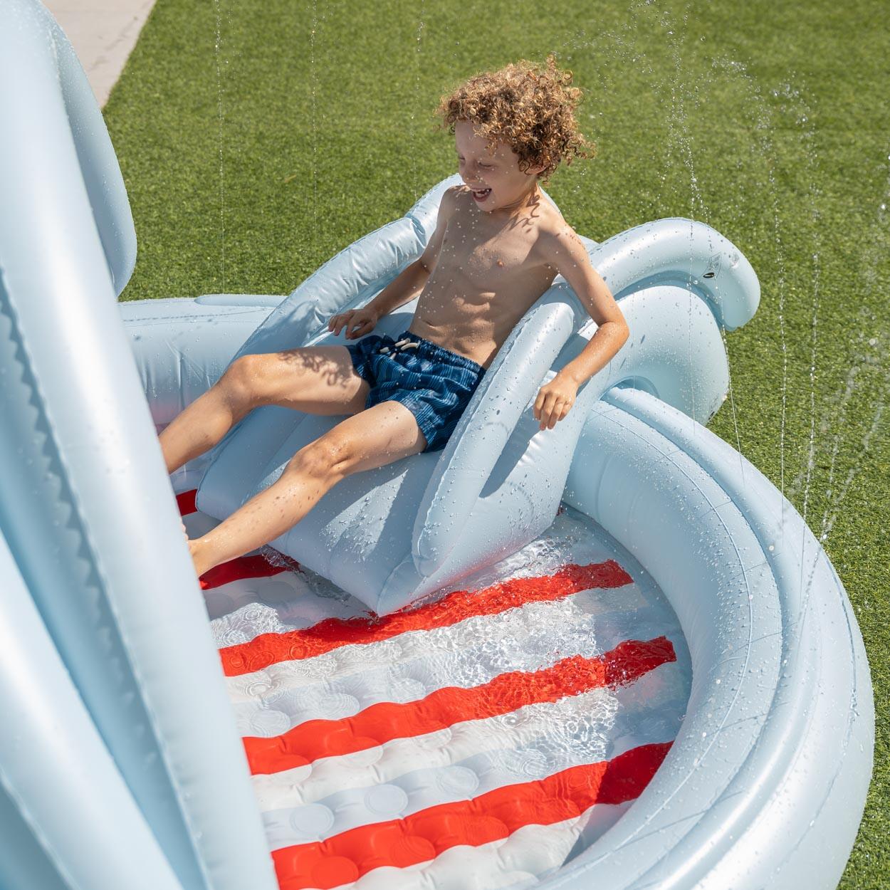 Flamingueo Centre De Jeux Aquatique Avec Toboggan PVC Bleue 4/7