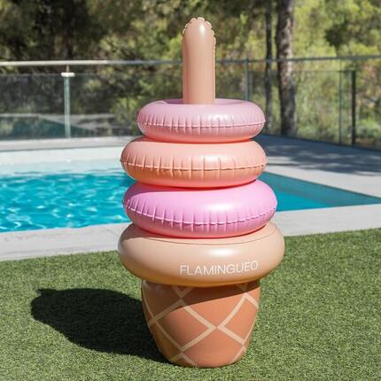 Flamingueo Jeu Gonflable Lancer D’Anneaux Glace PVC Bleue