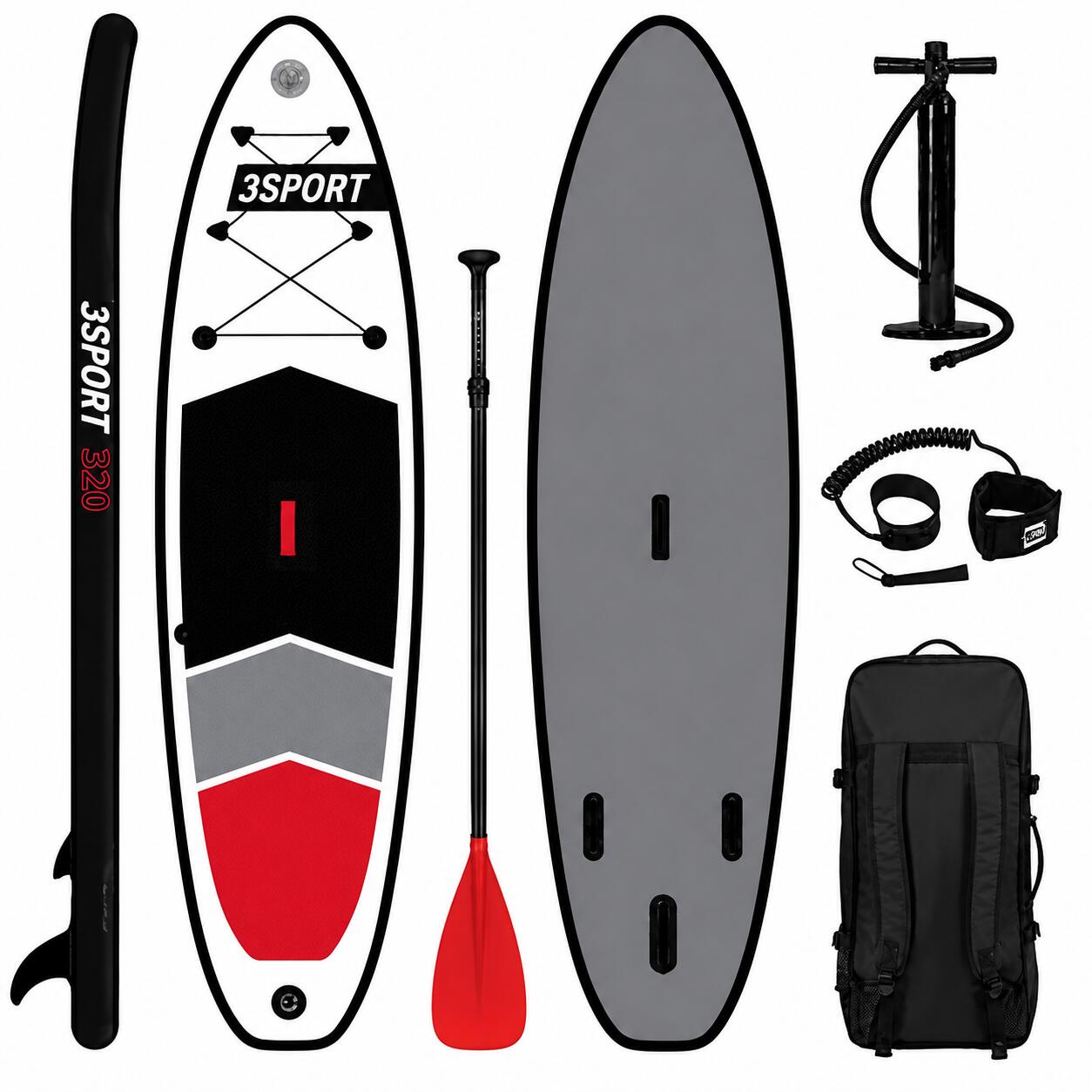 Deska Sup Stand Up Paddle Board 3Sport 320 Cm Czerwono-Biała 1/7