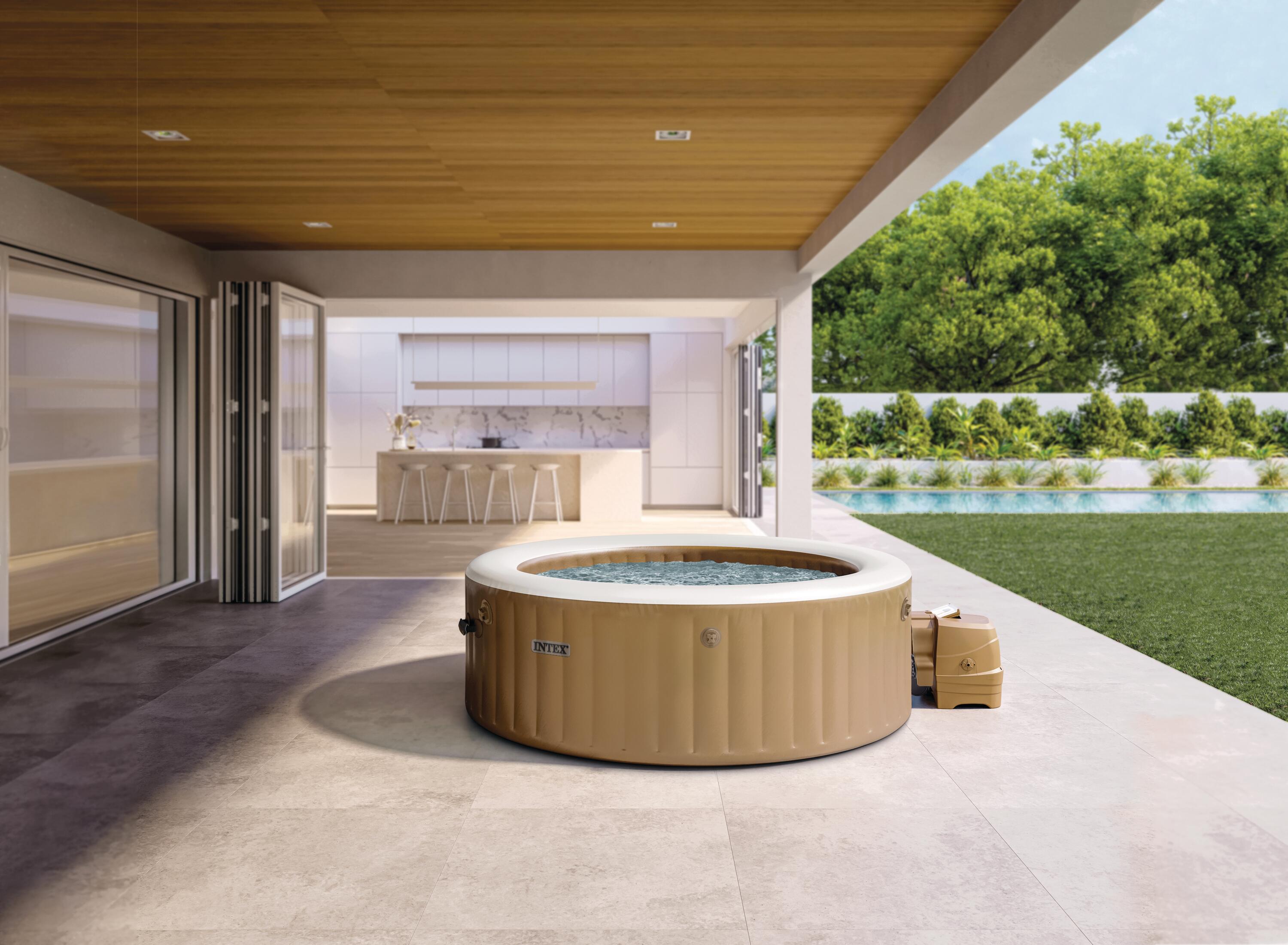 INTEX 28426ND - 4 person, 77" x 28"  Sahara Tan Round Bubble SPA set, 220-240 Vo 5/7