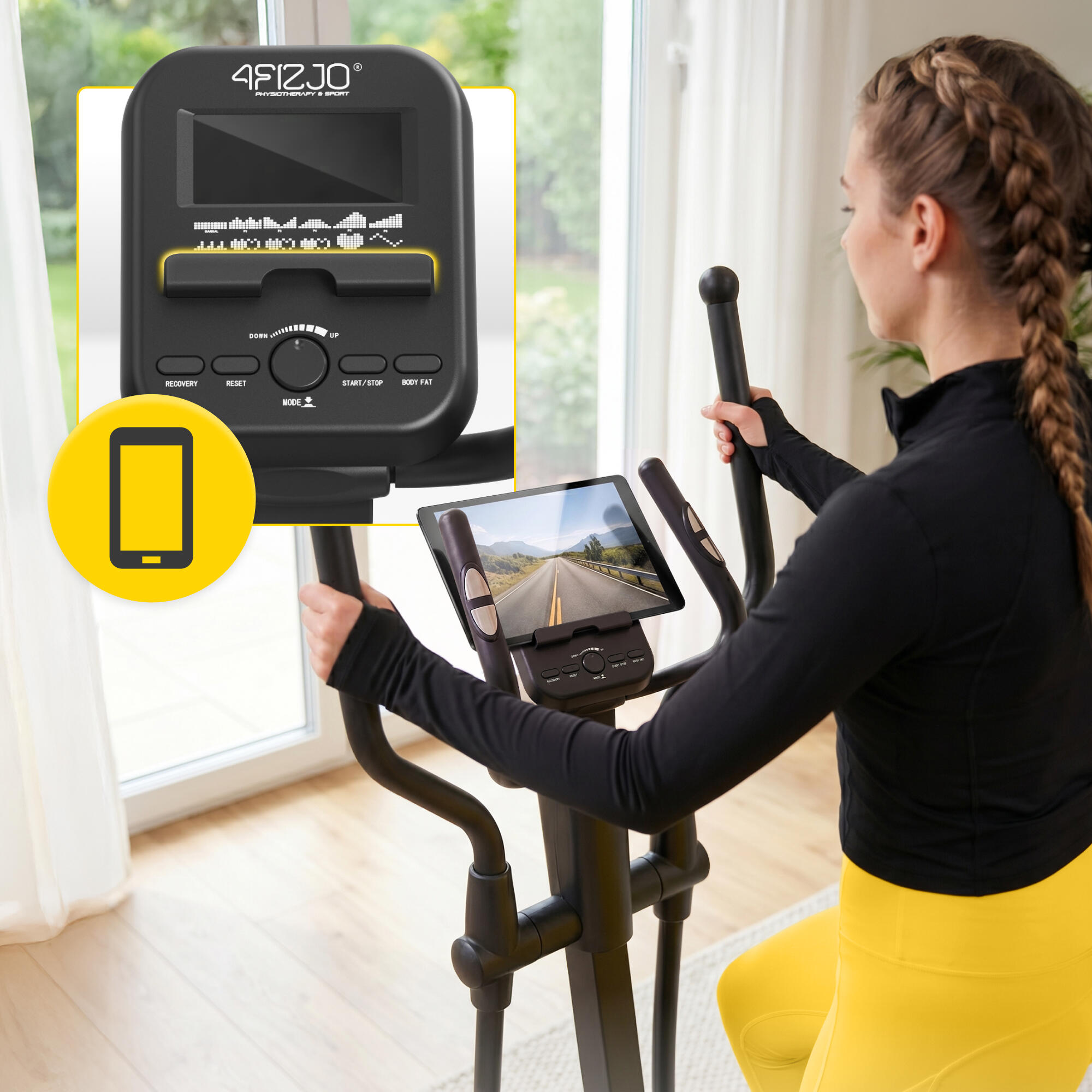 Crosstrainer MY-ELITE Ellipsentrainer Heimtrainer Fitness schwarz-blau 4FIZJO 3/7