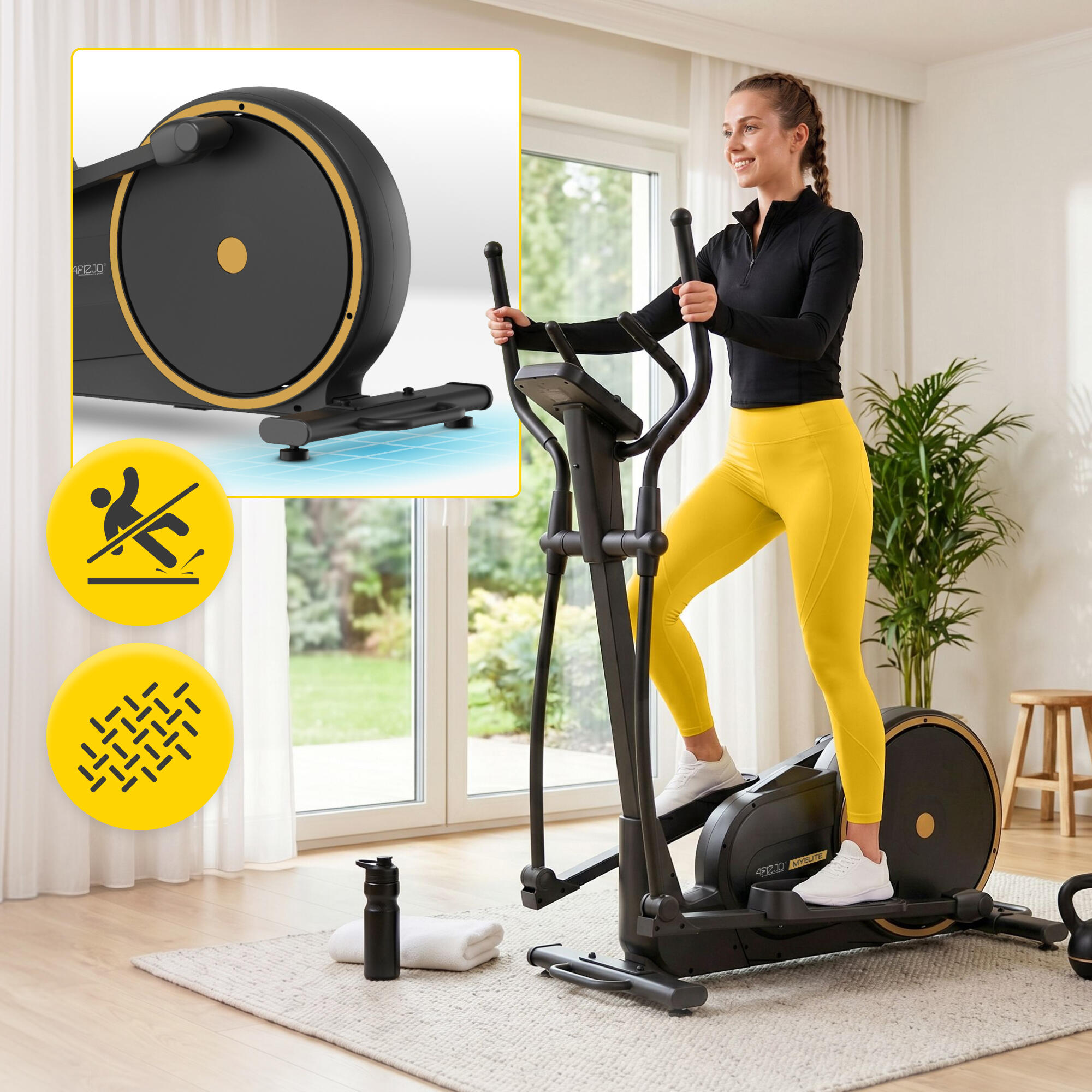 Crosstrainer MY-ELITE Ellipsentrainer Heimtrainer Fitness schwarz-blau 4FIZJO 2/7