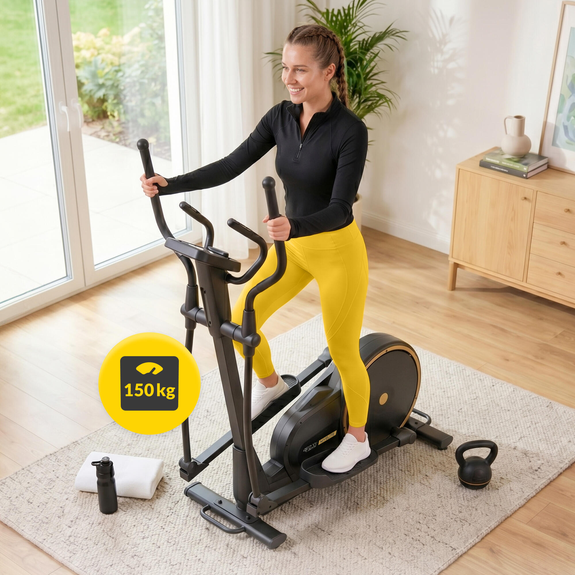 Crosstrainer MY-ELITE Ellipsentrainer Heimtrainer Fitness schwarz-blau 4FIZJO 7/7