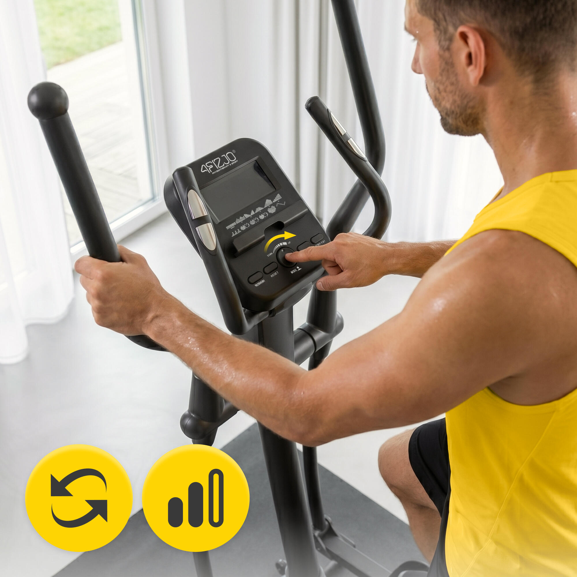 Crosstrainer MY-ELITE Ellipsentrainer Heimtrainer Fitness schwarz-blau 4FIZJO 4/7