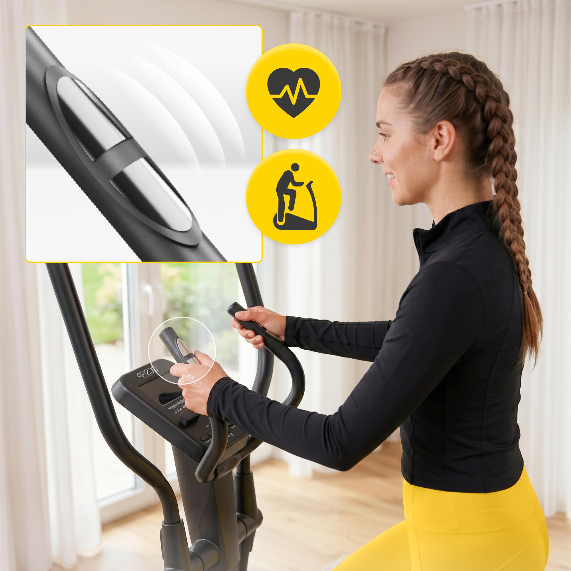 Crosstrainer MY-ELITE Ellipsentrainer Heimtrainer Fitness schwarz-blau 4FIZJO 6/7