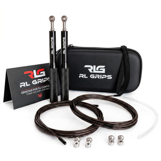 Professioneel Aluminium Speed Rope Springtouw Crosstraining Gym RL Grips Zwart