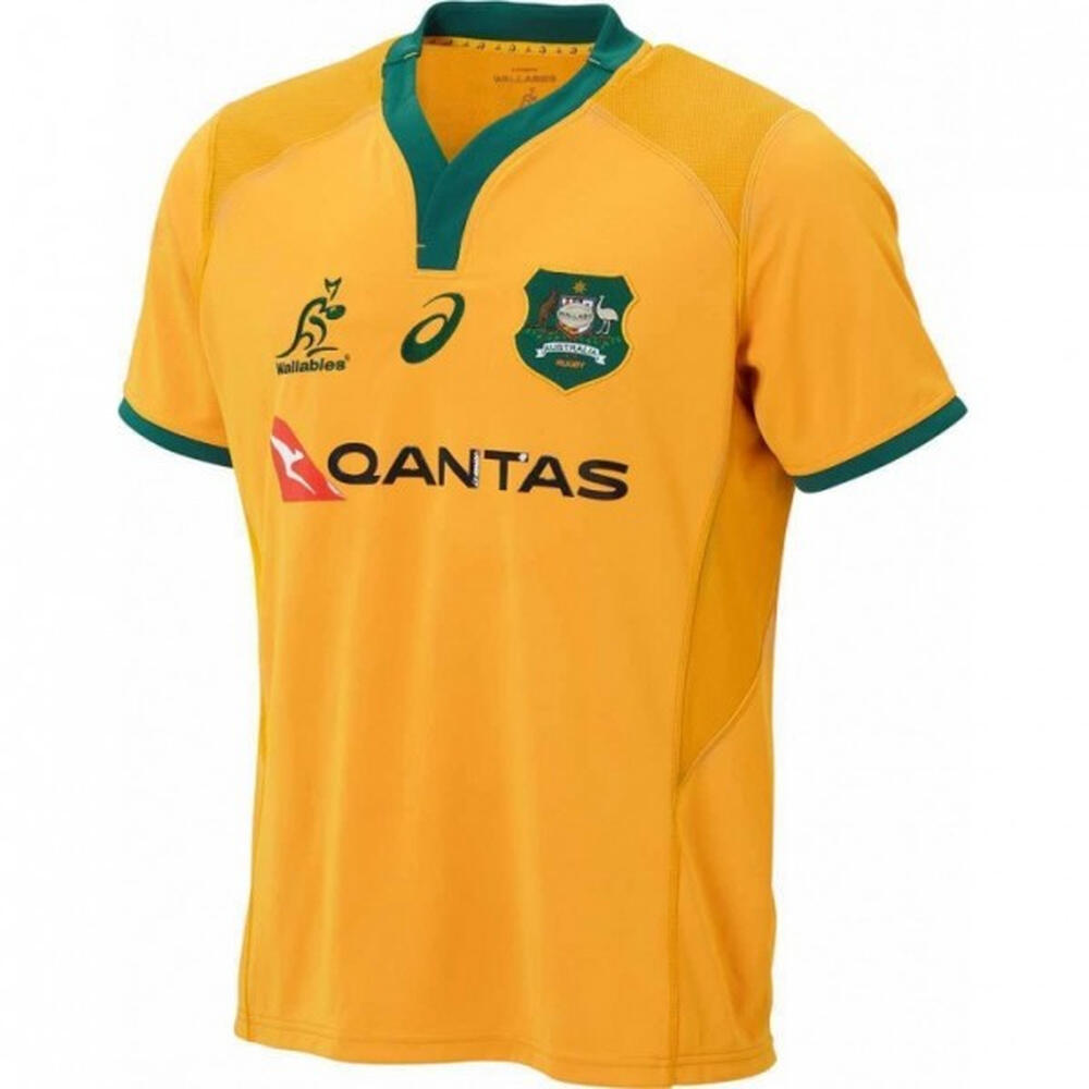 Asics Wallabies Home Game Day Mens Yellow Rugby Jersey | Decathlon