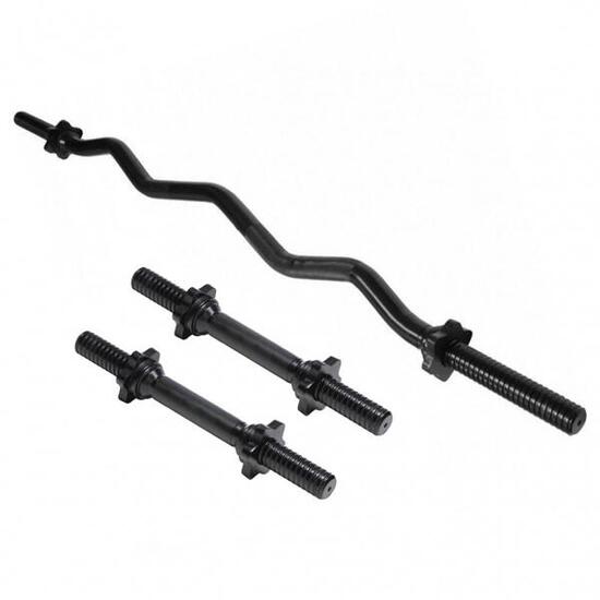 Set d'haltères : 2 barres courtes, 1 barre Curl SZ et 6 étoiles de serrage (vis)