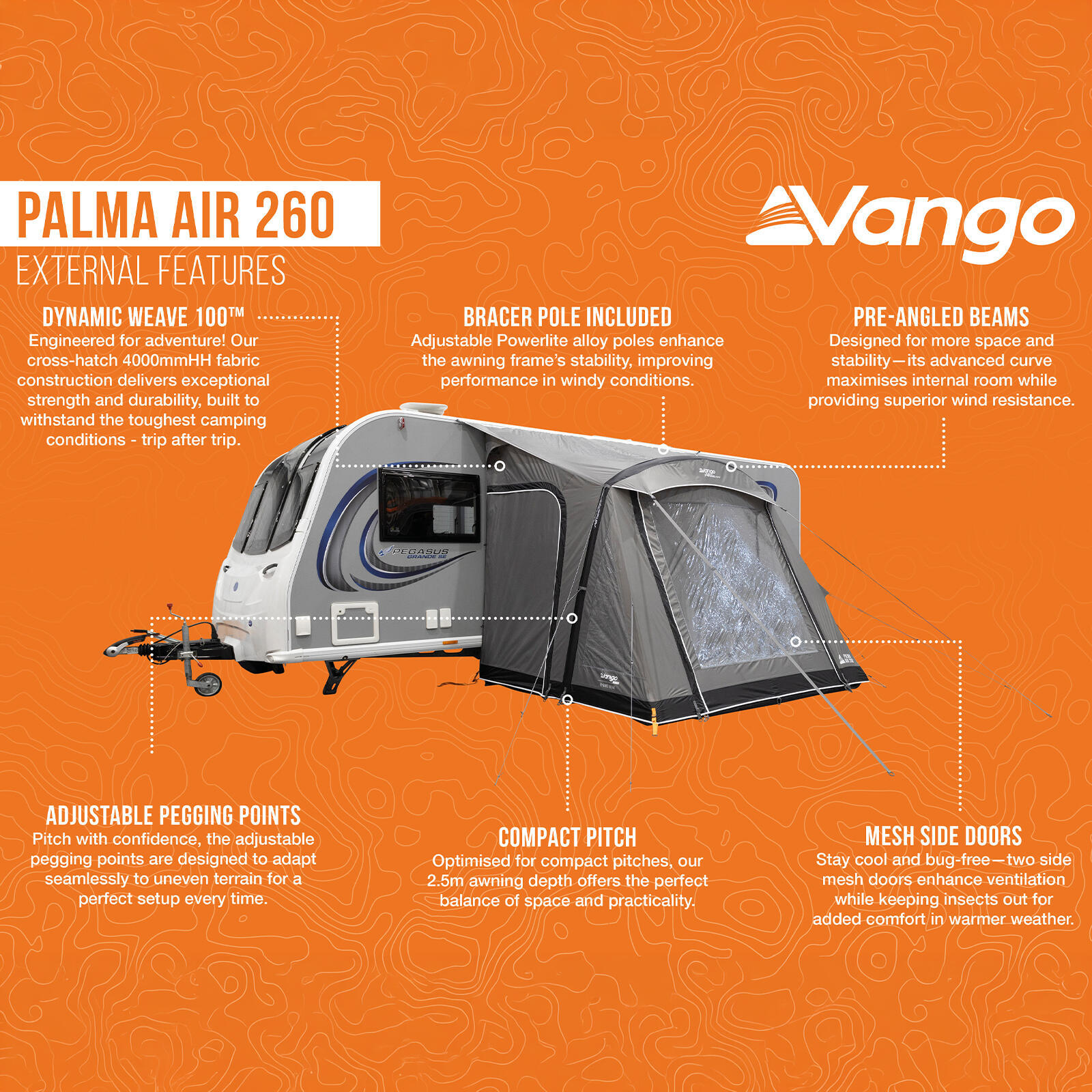 Vorzelt Palma 260 Air Caravan Wohnwagen Zelt Camping Luftzelt Aufblasbar 3/7